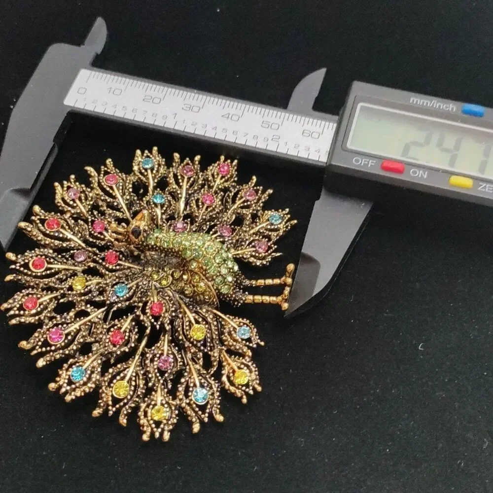 Multicolor Peacock Brooch / Pendant